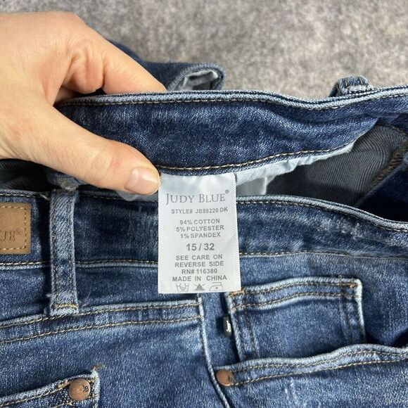 Judy Blue Jeans Womens 15/32 Straight Leg Distressed Medium Wash Denim Stretch - Picture 10 of 10